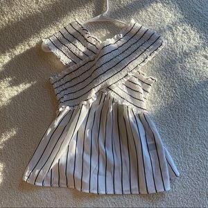 Off the Shoulder Striped Flowy Shirred Blouse